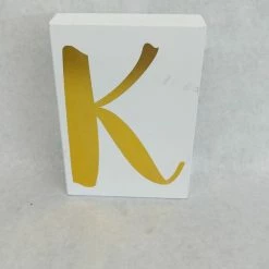 Something Blue DECOR Letter Size 5"x7" Wood White/Gold SIGNS