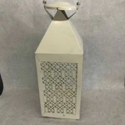 Something Blue Lantern Size 6"x6"x16" Metal/Glass Whtie LANTERNS/BIRDCAGES