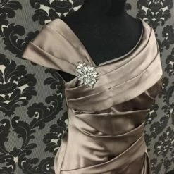 Something Blue Wedding Jasmine Formal Satin Mocha Size 8 Ruched