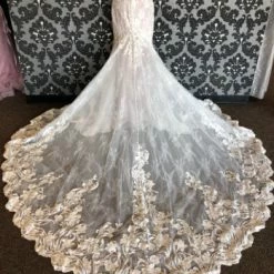Something Blue Madison James MJ707 Wedding Dress Lace/Tulle Blush/ivory Size 10 WEDDING DRESSES