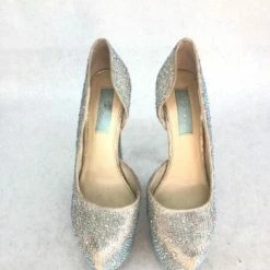 Something Blue Betsey Johnson Women Heel Rhinestone Champagne Size 7.5