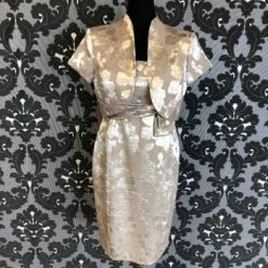 Something Blue ECI New York Women's Formal Taupe Size 14 W/ Floral Designs FORMAL/MOTHER'S DRESSES