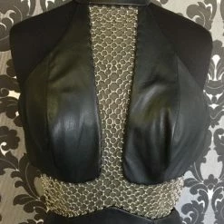 PROM Size 4 Black LAFEMME Leather Sheath Chain Bodice Highneck