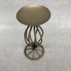 Something Blue Pillar Candle Holder Size 8.5 Metal Champagne CANDLES