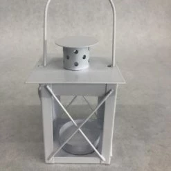 Something Blue 4.25" White Metal Lantern