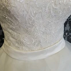 Something Blue WEDDING DRESSES Stacey's Wedding Dress Organza Ivory Size 8 Strapless Ballgown