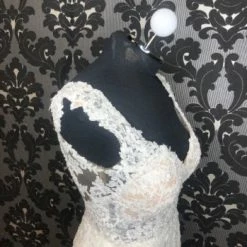 Something Blue Stella York 6476dm Wedding Dress Crepe/Lace Ivory/Nude AS IS HOLE IN MESH