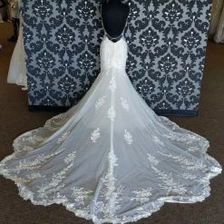 Something Blue WEDDING DRESSES Essense Wedding Dress D2770 Size 12 Lace/Beading Almond Sleeveless