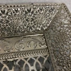 Something Blue Tray Metal Silver Size 3.5" X 18.5" CENTERPIECES