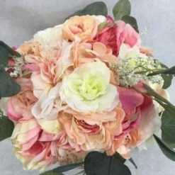 Something Blue Wedding Centerpiece Floral/Glass Vase Rose Gold/Blush/Ivory/Green CENTERPIECES DECOR