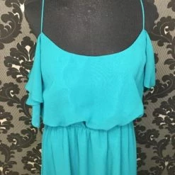 Something Blue Size 10 Teal Wtoo Polyester Floor Cold Shoulder FORMAL/MOTHER'S DRESSES