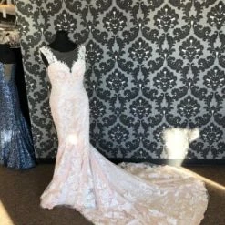 Something Blue WEDDING DRESSES Casablanca 2382 KARLEE Women's Wedding Dress Lace Blush/ivory