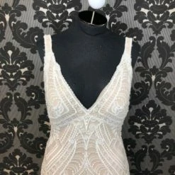 Something Blue Allure Bridal C500 Women's Wedding Dress Embroidered Tulle AS IS BEADING MISSING