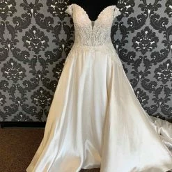 Something Blue Allure Bridal C564 Size 14 Satin And Sequin Ivory Ballgown