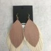 Something Blue Wedding Long Layered Leather Blush/Ivory Feather Earring