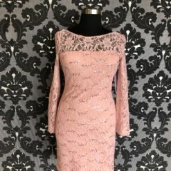 Something Blue FORMAL/MOTHER'S DRESSES Size 14 Blush JS Collection Knee Length Lace Long Sleeve