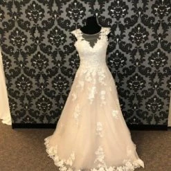 Something Blue Eddy K EK1229 Wedding Dress Tulle/Lace Champagne/Ivory Size 14 WEDDING DRESSES