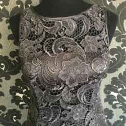 Something Blue Adrianna Papell Formal Lace Charcoal Size 6