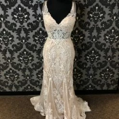 Something Blue House Of Wu 18102 Women's Wedding Dress Lace Nude/Ivory Size WEDDING DRESSES