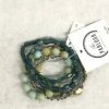 Something Blue Bracelet Stone/Beaded Teal/Gold Jewelry