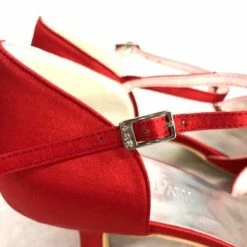 Something Blue NEW ARRIVALS Elegant Park Women Kitten Heel Satin/Rhinestone Red Size 9