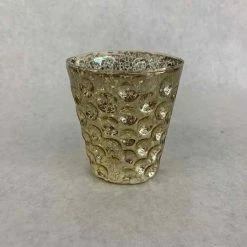 Something Blue DECOR Votive Holder Size 3.5" Glass Gold Mercury