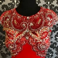Something Blue Angela & Alison Size 4 Red Rhinestone Prom Dress