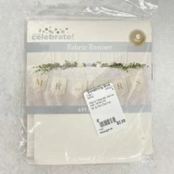 Something Blue Way To Celebrate! Banner Linen White/Gold Size 6' SIGNS DECOR