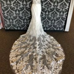 Something Blue Casablanca 2404 Wedding Dress Lace & Crepe Ivory/Silver Size 10 WEDDING DRESSES