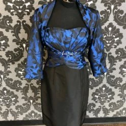 Something Blue Social Occasions 211834 Women's MOB Satin/Taffeta Black/Sapphire