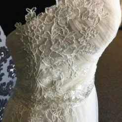 Something Blue Maggie Sottero Women Wedding Dress Tulle Nude Size 6 Strapless WEDDING DRESSES