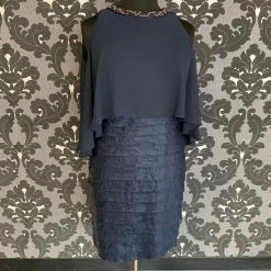 Something Blue FORMAL/MOTHER'S DRESSES London Times Women's Formal Chiffon Navy Size 16