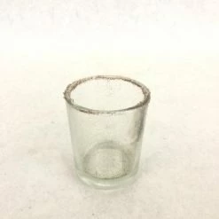 Something Blue Votive Holder Glass/Glitter Silver Size 2.5" CANDLES