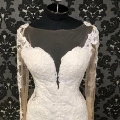 Something Blue WEDDING DRESSES Martina Liana 935cr Lace Ivory Size 10 AS IS LARGE HOLES BACK MESH/ SLEEVES