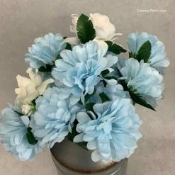 Something Blue DECOR Centerpiece Floral/Metal White/Blue/Green Size 16" CENTERPIECES