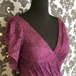 Something Blue Size 14 Bordeaux Belsoie Floor Chiffon & Lace Butterfly FORMAL/MOTHER'S DRESSES