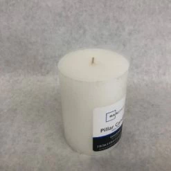 Something Blue DECOR Pillar Size 4" Wax White CANDLES