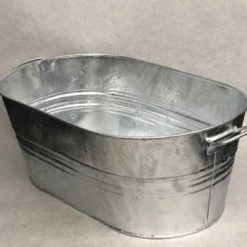 Something Blue Bucket Galvanized Silver Size 25"x12"x8.5" DECOR