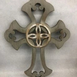 Something Blue Cross Wood Gray Size 15"x20.5" SIGNS