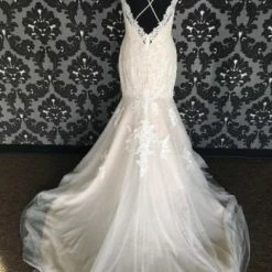 Something Blue Wedding AS IS Ti Adora Women's Wedding Dress Lace Ivory/Nude Size 12 Spaghetti 11 Something Blue Wedding AS IS Ti Adora Women's Wedding Dress Lace Ivory/Nude Size 12 Spaghetti