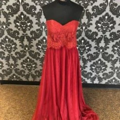 Something Blue Belsoie L204058 Formal Tool/Lace Burgandy Size 6 FORMAL DRESSES