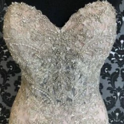 Something Blue Stella York 6541DM Beaded Lace Blush/ivory AS IS HOLE IN LEFT SKIRT LOOSE BEADS 10 Something Blue Stella York 6541DM Beaded Lace Blush/ivory AS IS HOLE IN LEFT SKIRT LOOSE BEADS