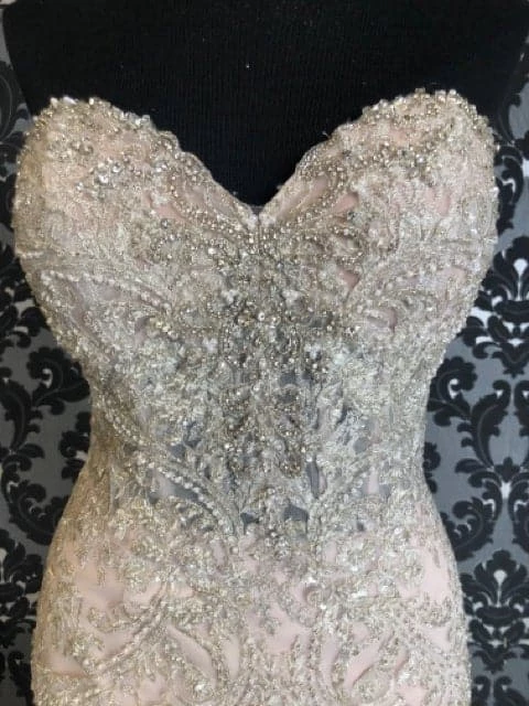 Something Blue Stella York 6541DM Beaded Lace Blush/ivory AS IS HOLE IN LEFT SKIRT LOOSE BEADS 5 Something Blue Stella York 6541DM Beaded Lace Blush/ivory AS IS HOLE IN LEFT SKIRT LOOSE BEADS